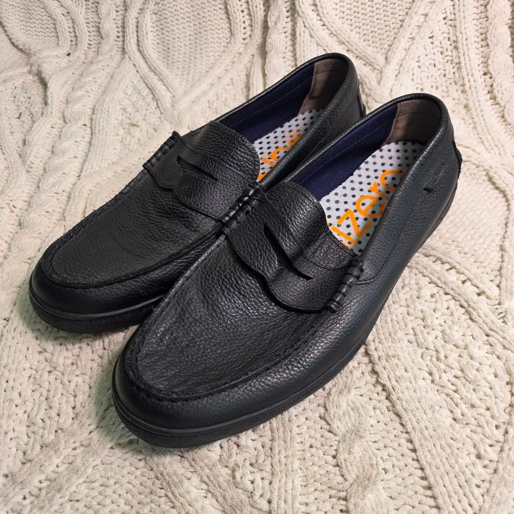 Cole Haan Penny Loafer Black Buttery Pebbled Leather Mens 13M Excellent C27786